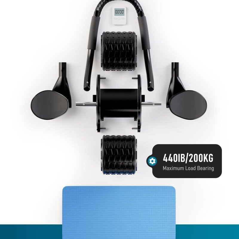 2024 New Ab Roller Wheel with Timer & Knee Mat,Automatic Rebound Abdominal Wheel with Elbow Support Ab Workout Equipment for Strengthening Core Muscles Abs Exercise Roller for Women Men