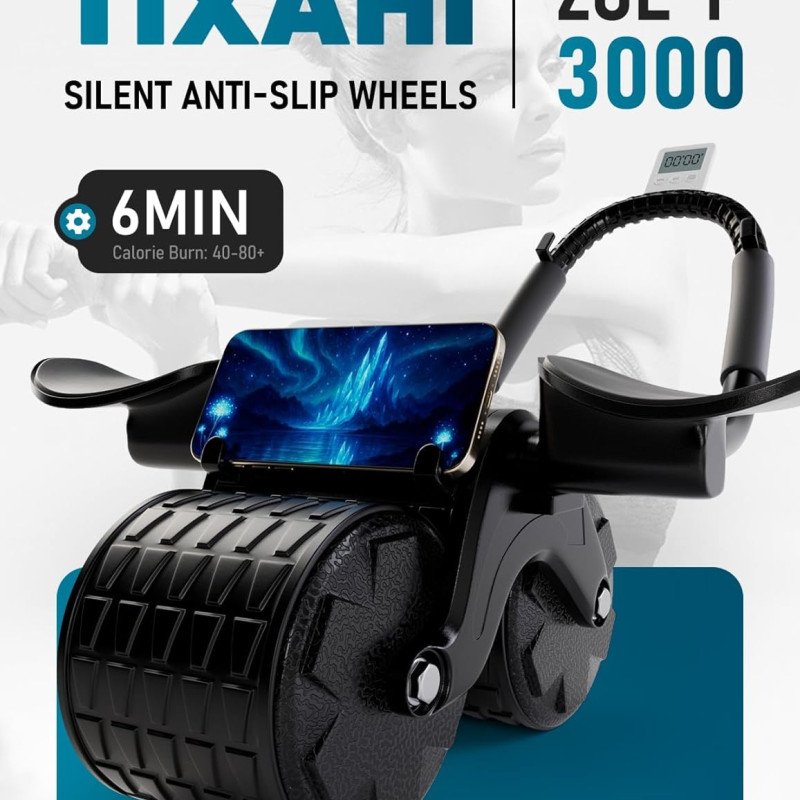 2024 New Ab Roller Wheel with Timer & Knee Mat,Automatic Rebound Abdominal Wheel with Elbow Support Ab Workout Equipment for Strengthening Core Muscles Abs Exercise Roller for Women Men