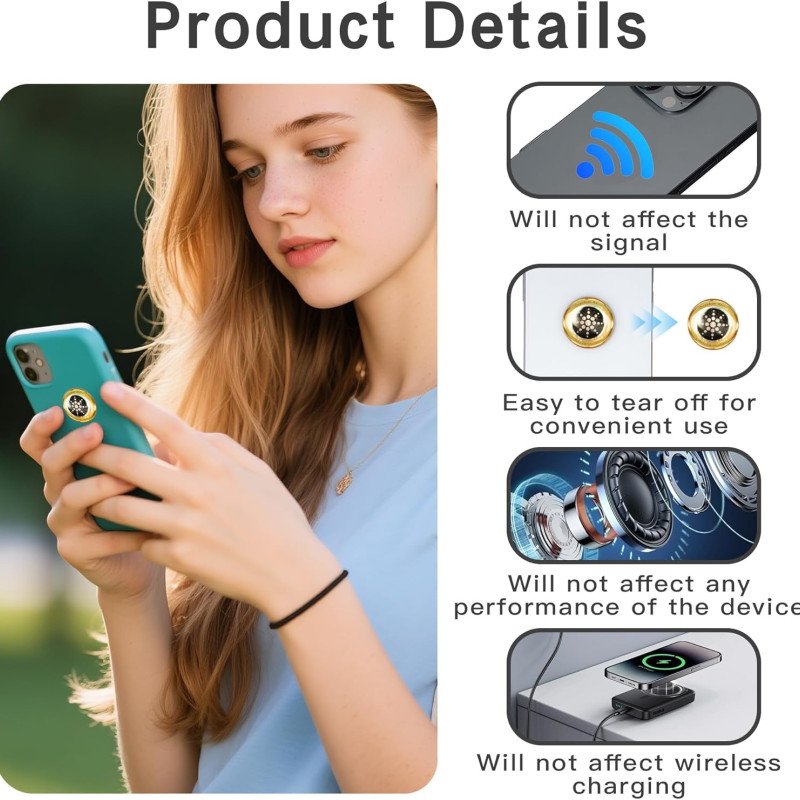EMF Stickers Blocker Neutralize Shield Protection from Cell Phones cased and Electronic Devices WiFi 5G Tablets Laptops Computers TV Monitors (6Pcs Golden)