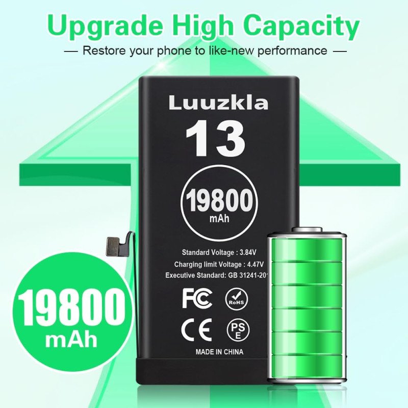 19800mAh (2025 New Upgrade) Battery Compatible with iPhone 13, Super Capacity Battery Compatible with iPhone 13, with Full Tool Kits-0 Cycle High Capacity-24 Months Service