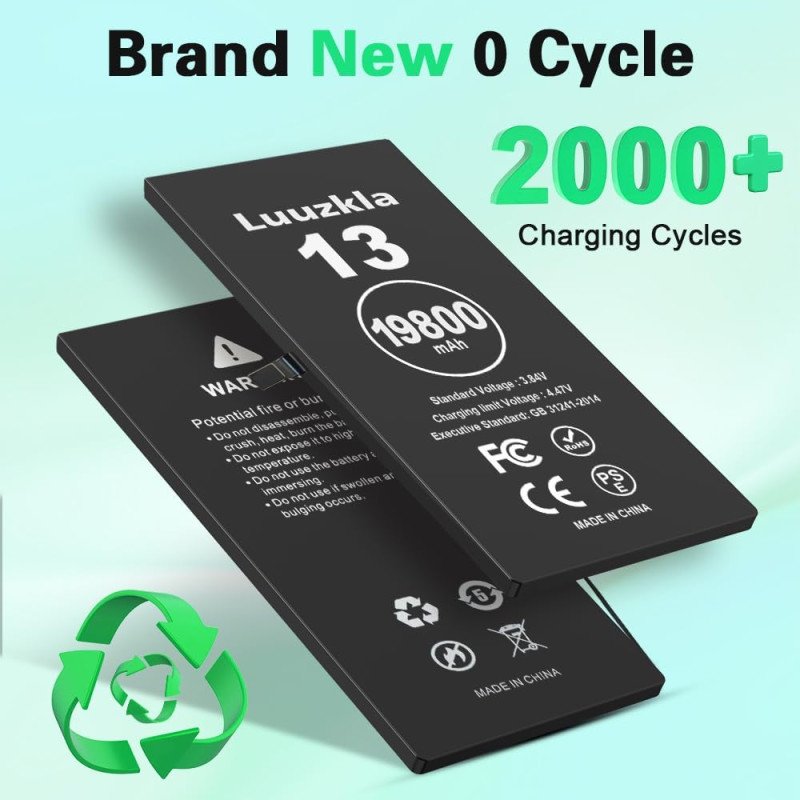 19800mAh (2025 New Upgrade) Battery Compatible with iPhone 13, Super Capacity Battery Compatible with iPhone 13, with Full Tool Kits-0 Cycle High Capacity-24 Months Service