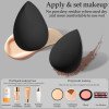 14 Pcs Makeup Sponge Set, Beauty Sponges Blender with 4 Pcs Powder Puff and 4 Pcs Mini Make up Sponges for Liquid,Foundation,Powder,Concealer,Cream (Black)