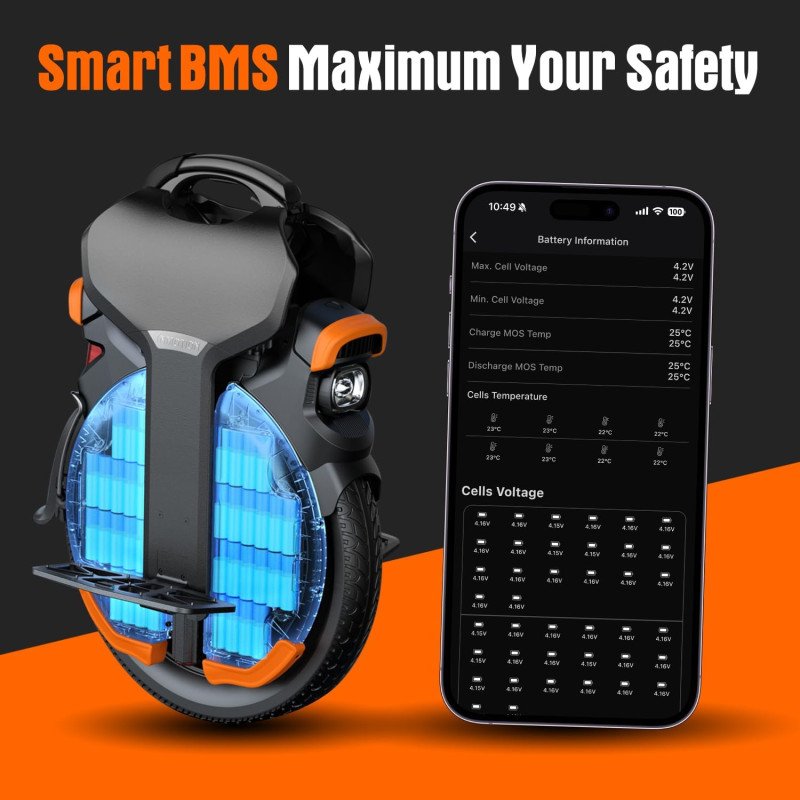 Electric Unicycle for Adults - 18" Suspension EUC, 37 MPH Top Speed, 75 Mile Range - Self-Balancing One Wheel Scooter for City Commuting & Off-Road Riding