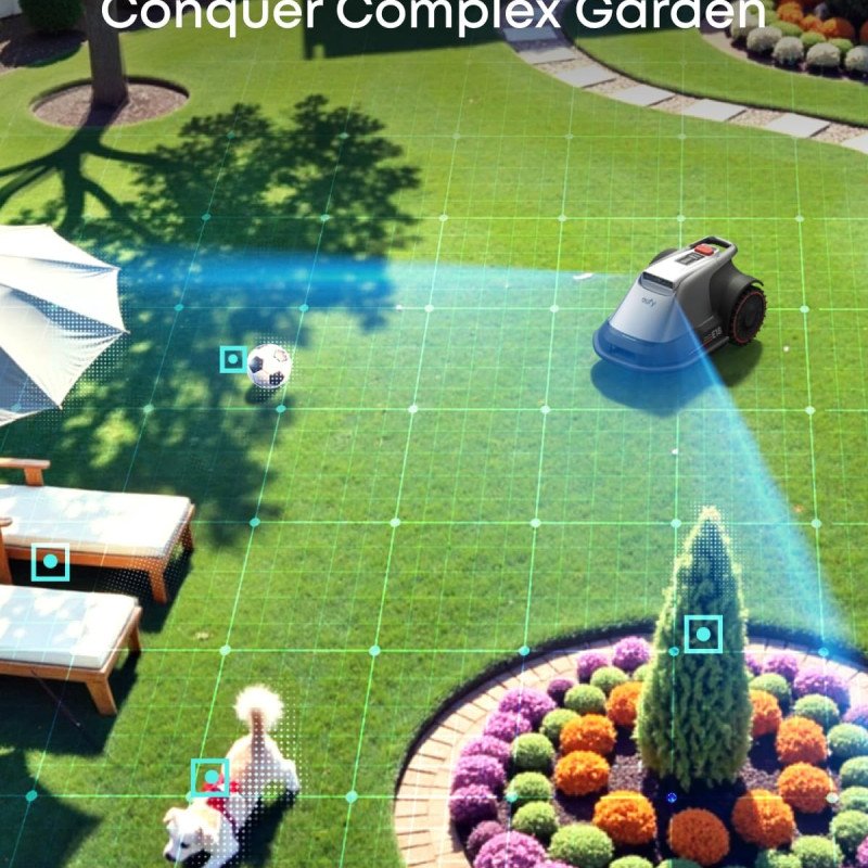 eufy E18 Robot Lawn Mower,Max 0.3 Acres,Wireless Robot Mower with Auto Mapping,Vision Navigation,Multi-Zone Management,Robotic Lawnmower with AI Obstacle Avoidance,APP Control,18°Slope,Cut Height1-3"