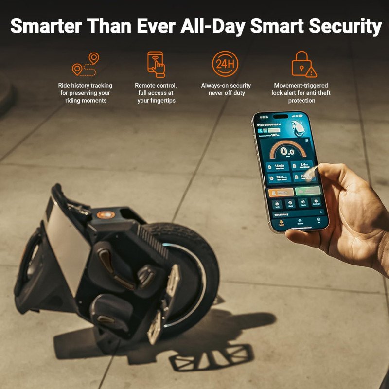 City Commuter Electric Unicycle - Upgraded 120km Range EUC with 4.3" Touchscreen & Anti-Theft Alarm, 90mm Suspension for Potholes, 1H Fast Charge - UL2272 Certified, IPX6 Waterproof Electric Unicycle for Urban Riding