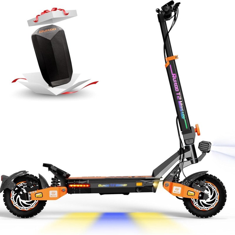 Electric Scooter 5600 W Motor, 46 Mph, 52 Miles Range, 8/35 AH Battery, Dual Suspension & Hydraulic Braking System Scooter for Adults with Seat & Storage Box