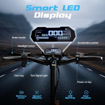 Electric Scooter 5600 W Motor, 46 Mph, 52 Miles Range, 8/35 AH Battery, Dual Suspension & Hydraulic Braking System Scooter for Adults with Seat & Storage Box