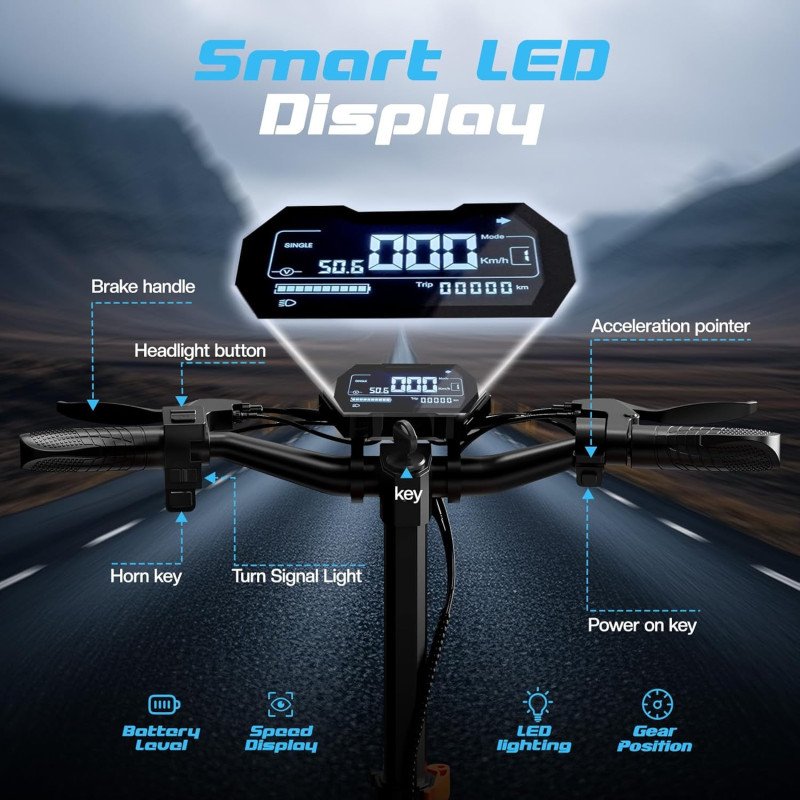 Electric Scooter 5600 W Motor, 46 Mph, 52 Miles Range, 8/35 AH Battery, Dual Suspension & Hydraulic Braking System Scooter for Adults with Seat & Storage Box