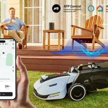 YUKA 3000 Robot Lawn Mower with 4G, Reception 0.75 Acre, Max. 1 Acre,Ultrasense AI Vision & RTK, Auto Mapping,App Control, 45% Slope, Wireless Perimeter, 2 Cutting Discs,30 Mowing Zones
