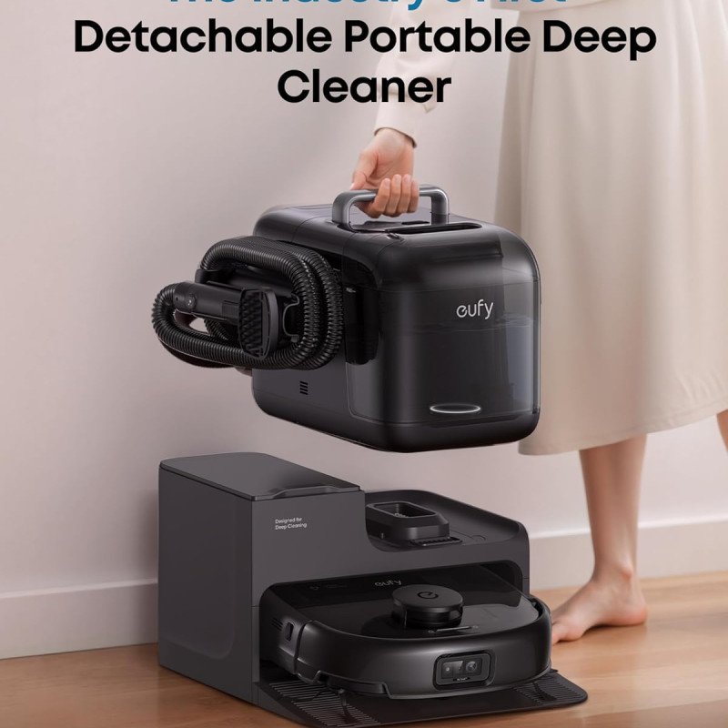 eufy E28 Omni Robot Vacuum and Mop Combo,HydroJet System,with Portable Deep Cleaner for Carpet,20,000Pa Turbo Suction,Zero-Tangling,Corner to Edge Deep Cleaning,with auto All-in-One Station