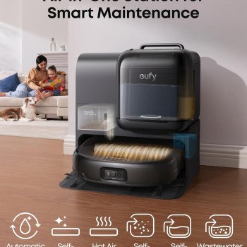 eufy E28 Omni Robot Vacuum and Mop Combo,HydroJet System,with Portable Deep Cleaner for Carpet,20,000Pa Turbo Suction,Zero-Tangling,Corner to Edge Deep Cleaning,with auto All-in-One Station