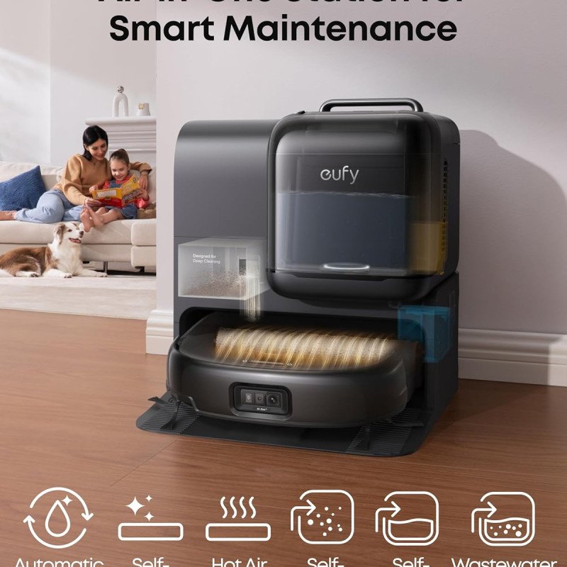 eufy E28 Omni Robot Vacuum and Mop Combo,HydroJet System,with Portable Deep Cleaner for Carpet,20,000Pa Turbo Suction,Zero-Tangling,Corner to Edge Deep Cleaning,with auto All-in-One Station