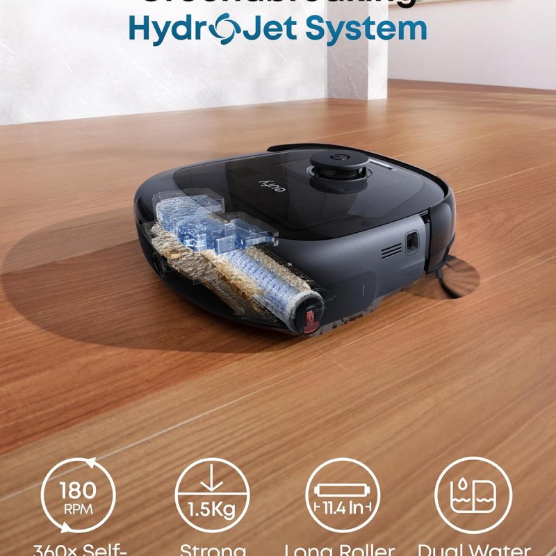 eufy E25 Omni Robot Vacuum and Mop Combo,HydroJet System, 20,000Pa Turbo Suction, Zero-Tangle Design, Edge-to-Corner Deep Cleaning, Obstacle Avoidance, Auto-Empty & Self-Cleaning All-in-One Station