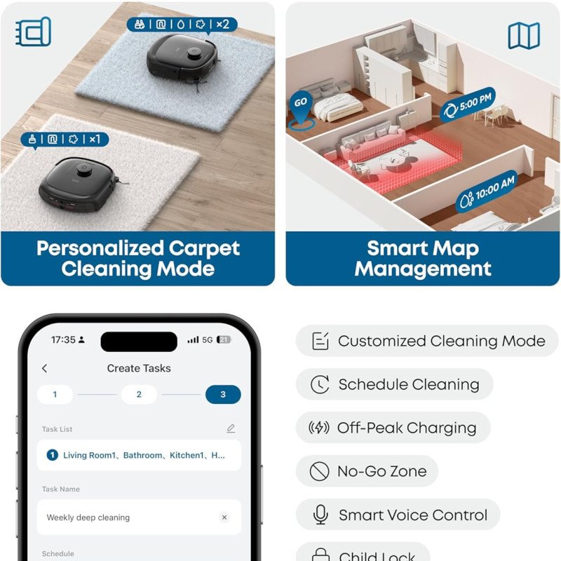 eufy E25 Omni Robot Vacuum and Mop Combo,HydroJet System, 20,000Pa Turbo Suction, Zero-Tangle Design, Edge-to-Corner Deep Cleaning, Obstacle Avoidance, Auto-Empty & Self-Cleaning All-in-One Station