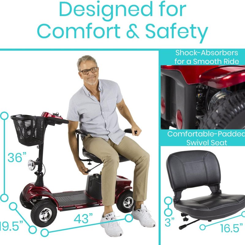 Mobility Scooter  4 Wheel Electric Powered Wheelchair Mobile Device for Adults-1
