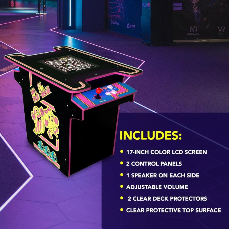 Arcade1Up Ms. PAC-Man Arcade Game Table, Full Home Machine, Black Series Edition - with 12 Games, Multiplayer Control Panel, & 17" Color LCD Screen Arcade1Up Ms. PAC-Man Arcade Game Table, Full Home Machine, Black Series Edition - with 12 Games, Multiplayer Control Panel, & 17" Color LCD Screen