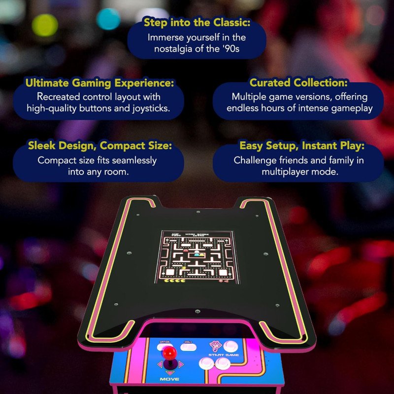 Arcade1Up Ms. PAC-Man Arcade Game Table, Full Home Machine, Black Series Edition - with 12 Games, Multiplayer Control Panel, & 17" Color LCD Screen Arcade1Up Ms. PAC-Man Arcade Game Table, Full Home Machine, Black Series Edition - with 12 Games, Multiplayer Control Panel, & 17" Color LCD Screen