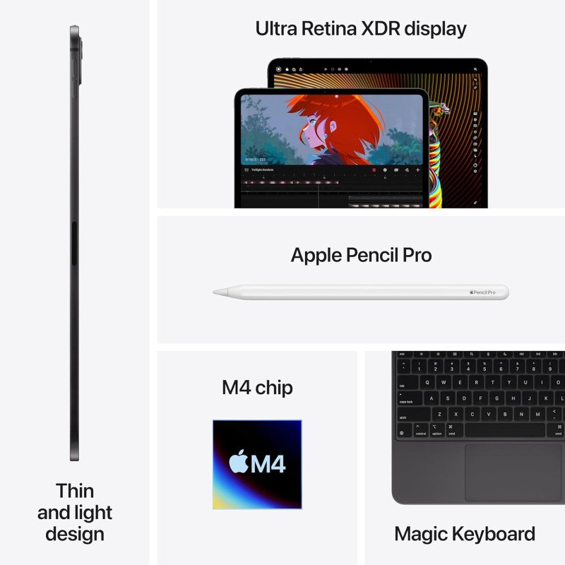 Apple iPad Pro 13-Inch (M4): Built for Apple Intelligence, Ultra Retina XDR Display, 512GB, 12MP Front/Back Camera, LiDAR Scanner, Wi-Fi 6E, Face ID, All-Day Battery Life Apple iPad Pro 13-Inch (M4): Built for Apple Intelligence, Ultra Retina XDR Display, 512GB, 12MP Front/Back Camera, LiDAR Scanner, Wi-Fi 6E, Face ID, All-Day Battery Life