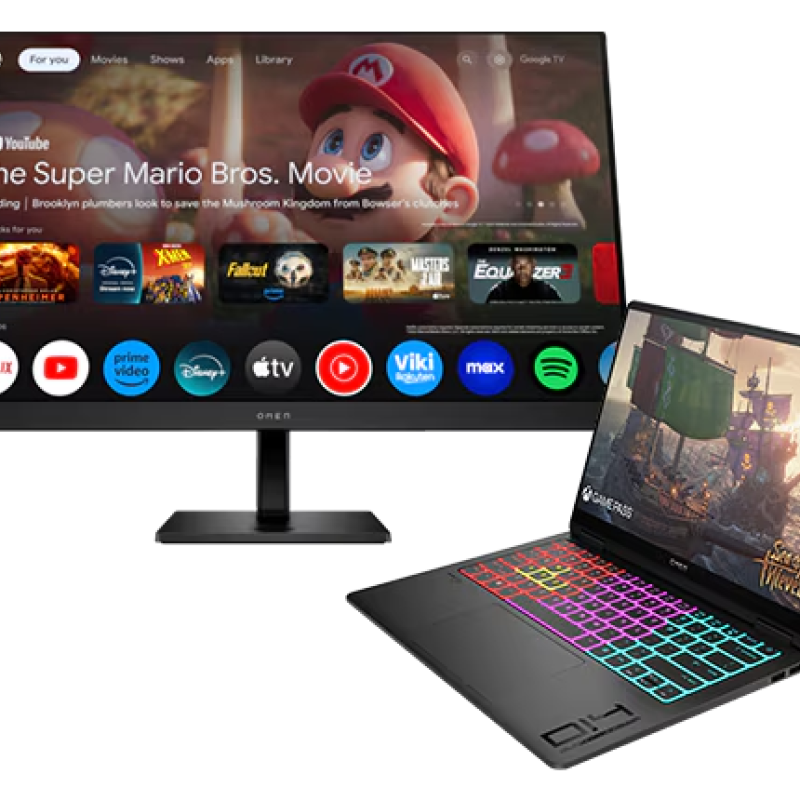 HP OMEN Transcend Gaming Laptop 14 + OMEN by HP 31.5 inch UHD 144Hz Smart Gaming Monitor - OMEN 32x